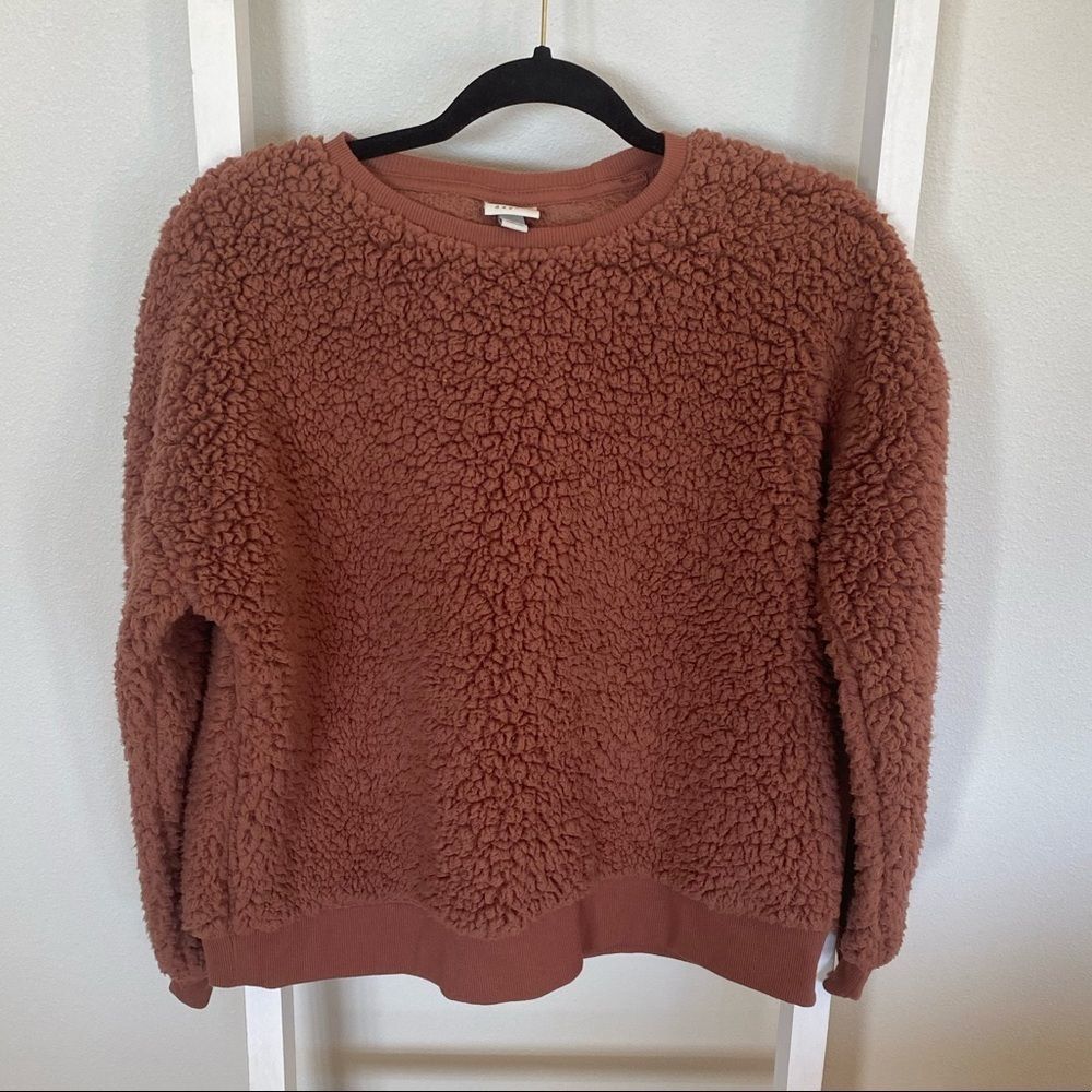 A New Day | Sherpa crew neck sweater | Size Large | Burnt Orange